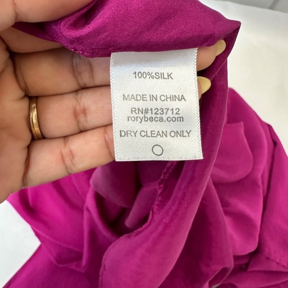 Rory Beca V-neck 100% Silk fushcia dress size Medium - Picture 5 of 9